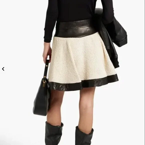 Khaite Hemmly Leatherpaneled Boucle Skirt - Picture 4 of 7